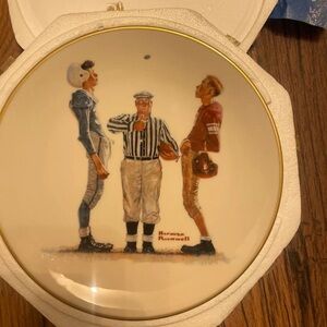 Norman Rockwell Decorative Plate with Football Scene